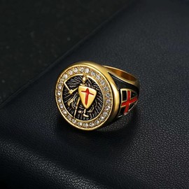 LAIMIUMIU33 CZ Knights Armor Shield Templar Cross Rings for men Biker 316 Stainless Steel Rings Paladin Worrior Hunter style Iced Out Jewelry Punk Ring Hip Hop Heavy Metal mens fashion rings (11)