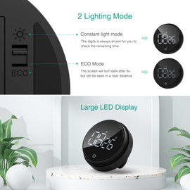 ORIA Home Kitchen Timer, 3 Inch Large LED Digital Timer, Magnetic Countdown Countup Timer for Classroom Fitness Teaching, 3-level Volume Alarm for Cooking/Study/Office/Exercise (Ridged Knob)
