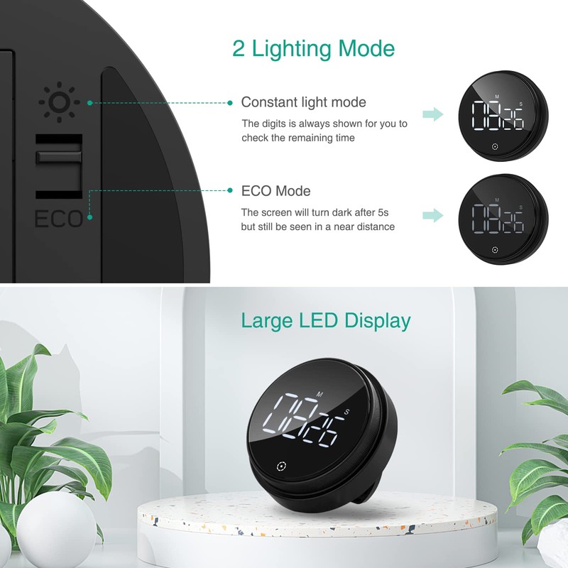 ORIA Home Kitchen Timer, 3 Inch Large LED Digital Timer,