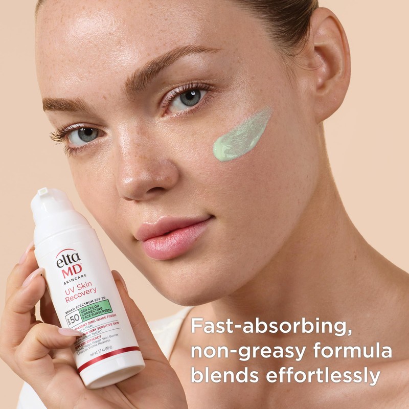 EltaMD UV Skin Recovery Green Tint 100% Mineral Sunscreen, SPF