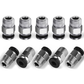 StLiSuYmx 10PCS Premium PC4-M10 Pneumatic Quick Connector Fittings, Bowden Tube Coupler Male Straight PTFE Tube Push for E3D-V6, Bowden Extruder Parts Compatible with Ender-3 and Ender-3 V2 3D Printer
