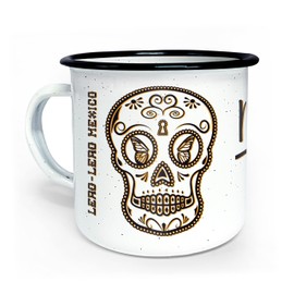 Lero Lero México - Pocillo/Taza de Peltre Personalizada - Catrina Mexicana - Tazas Personalizadas con Nombre - Taza Sublimada - Taza con Inicial - 10 oz 300 ml - Perfecta para Regalo u Oficina.