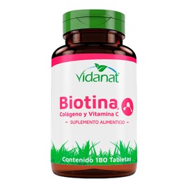 Vidanat Biotina, Colágeno y Vitamina C – 180 Tabletas | Suplemento Alimenticio Natural para Nutrición Diaria