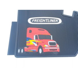 Freightliner Columbia OEM Black Rubber Floor Mats 2 Piece Cab with Truck Logo