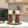 Rustic Acacia Wood Pillar Candle Holder