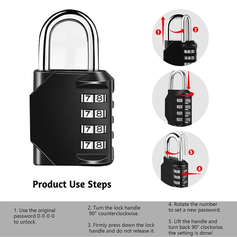 Youery Pack of 2 Padlock Combination Lock, 4 Digit Combination