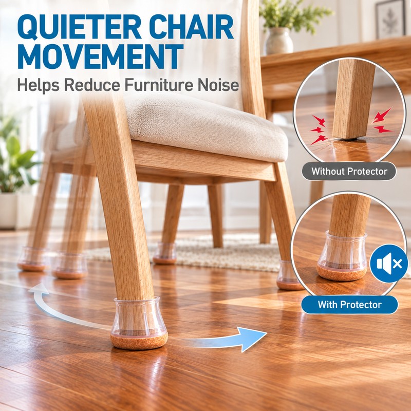 24-Piece Silicone Chair Leg Floor Protectors for Hardwood Floors –