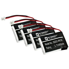 Synergy Digital Dog Collar Batteries, Compatible with Educator ET-300Receiver Dog Collar, (Li-Pol, 3.7V, 400mAh), Combo-Pack Includes: 4 x SDDC-P8176 Batteries