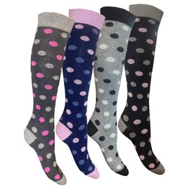 4 Pairs Women's Knee Hight Socks in Warm Cotton Made in Italy - One Size (Combination 1)