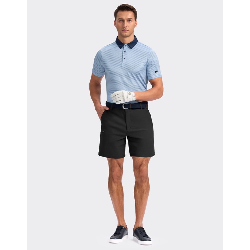 Pudolla Men's Casual Shorts 7/9 Inch Golf Shorts Stretch Dress