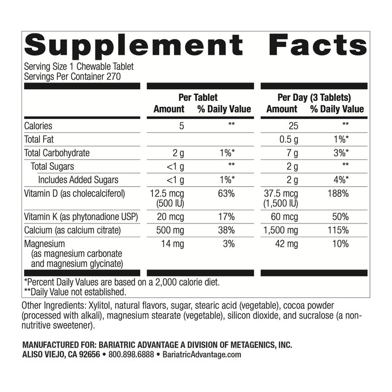 Bariatric Advantage Calcium Citrate Chewable 500 mg - for Bariatric