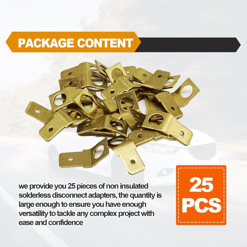 25 Pcs Quick Disconnect Connectors 1/4" Male Tab Non Insulated