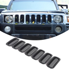PIUGILH Front Bumper Grill Inserts Mesh Cover Compatible with Hummer H3 2005-2009 Accesories ABS Front Bumper Bug Guard Grill Cover Trim, 7Pcs (Matte Black)