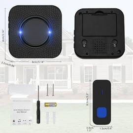 Funkklingel Batteriebetrieben, funkklingel aussen wasserdicht IP55, Türklingel Kabellos 400m Reichweite Klingel Haustür mit 55 Melodien, 5 Stufen Volumes(1 in 1)