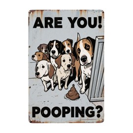 Funny Dog Are You Pooping Sign House Decoration Tin Sign for Bathroom Restroom 8x12 Inch Metal Signs
