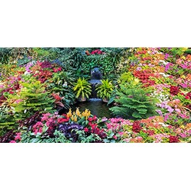 AWERT 36x20 inches Spring Floral Terrarium Background Waterfall Colorful Flowers Leaves Forest Nature Scenery Aquarium Background Vinyl Background