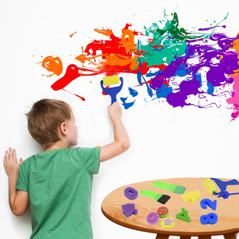 Surplex 65 pcs Sponge Paint Brushes Kits Kids Painting Set