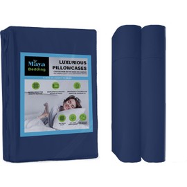 Maya Bedding Standard Size Pillowcase Set – Royale Blue, 400 Thread Count, 100% Cotton Sateen – Soft, Cooling & Breathable – Set of 2 Envelope Closure Pillow Covers