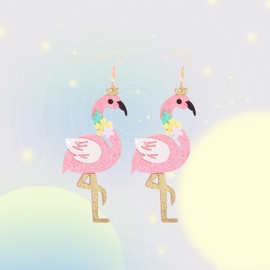Stocking Stuffers Holiday Outfits for Women 2024 Pink Flamingo Earrings for Women Flamingo Drop Earrings Tropical Bird Earrings Animal Earring Christmas Earrings Jewelry Gift for Women