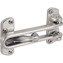 Prime-Line U 9901 Swing Bar Lock for Hinged Swing-In Doors – Secondary Security Lock for Door & Security, 3-7/8 in. Bar Length, Diecast Zinc Construction, Brushed Chrome Finish (Single Pack)
