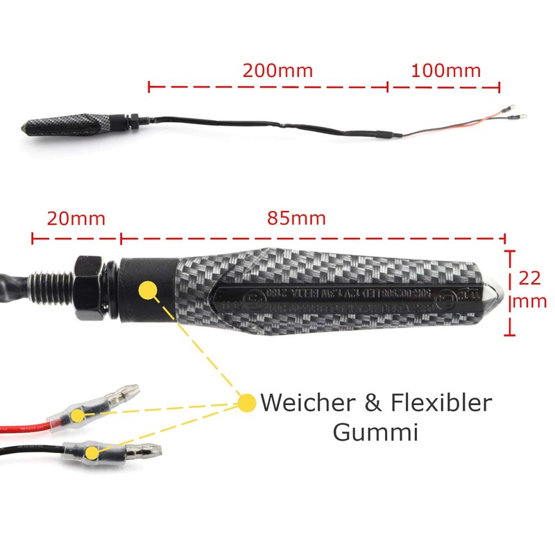Area1 Motorcycle LED Indicator E-Approved Carbon Running Light Effect M8
