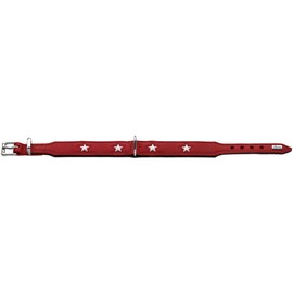 Hunter Magic Star Organic Leather Collar, Medium, Red/Black