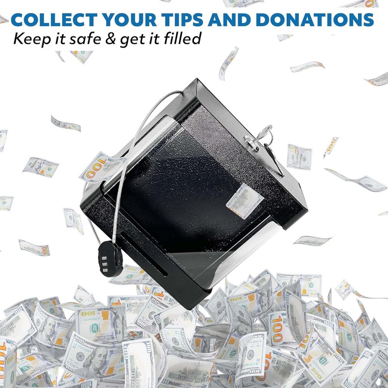 Steel Locking Tip Box - Heavy Duty Secure Tip Jar