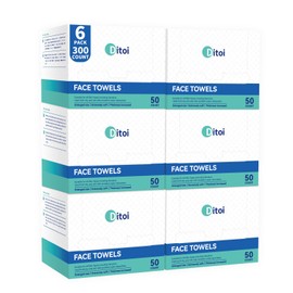 Ditoi Disposable Face Towels,Ultra Thick Face Towelettes XL, Lint-Free Cotton Facial Cloths for Makeup Removal,10"×12", 300 Count (6 Pack)