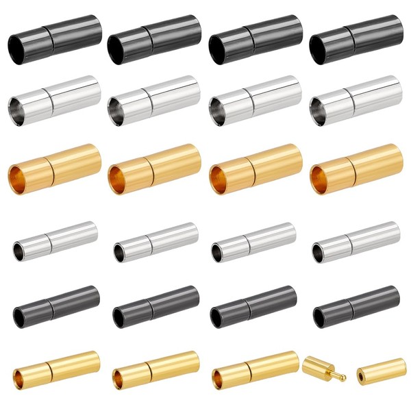 PH PandaHall 24PCS 6 Styles Brass Bayonet Connectors Column Push