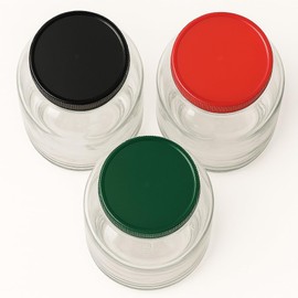 1 Gallon Glass Large Mason Jar Set of 3 with Extra Wide Mouth and Airtight Red Green Black Plastic Lids – Food Storage Containers for Pantry Organization - Made in USA by Kitchentoolz