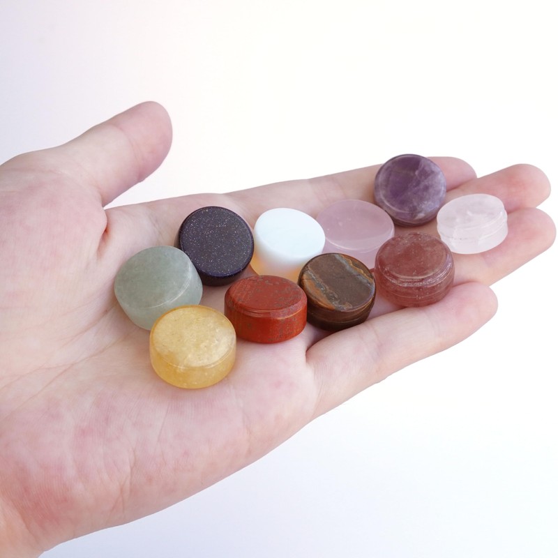 Mixed Natural Crystal Cabochons for Jewelry Making, 15-20mm Round Flatback