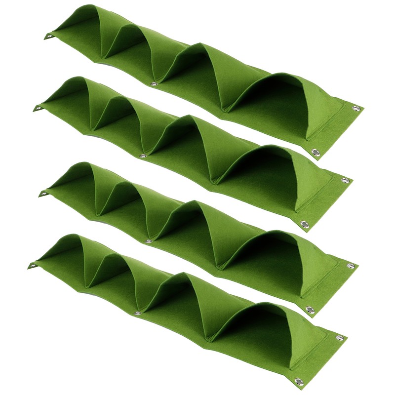 4Pcs 4 Pocket Plant Grow Bag Wall Mounted Reusable Degradable