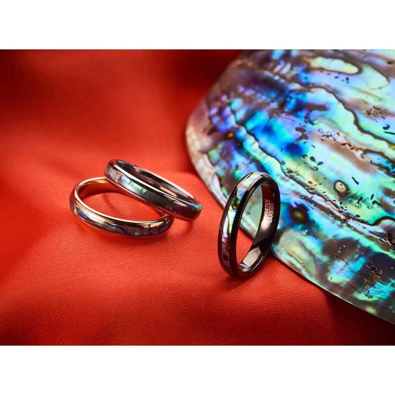 083 Base Women's Ring, Tungsten Ring, Natural Abalone Shell, 0.16