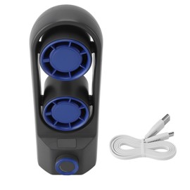 Desktop Tower Fan Profesional Efficient Stepless Speed Adjustable Dual Turbine USB Rechargeable Low Noise Portable Desk Fan Dark Gray