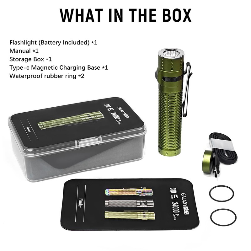 Galaxyman EDC Flashlight Rechargeable,1300 Lumen and 310M Long Throw LED