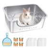 Essenhome Large Stainless Steel Rabbit Litter Box with Handle -