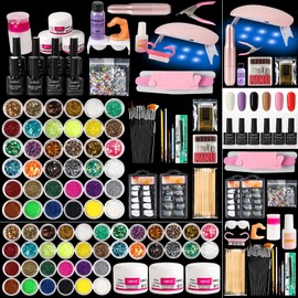 Professional Acrylic Nail Kit with UV Light, Gel Polish, Drill, Art Tips & Decoration - DIY Nail Art Tool & Supplies