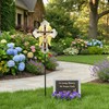 Solar Glass Jesus Cross Outdoor Light Power Stake Tombstone Wings