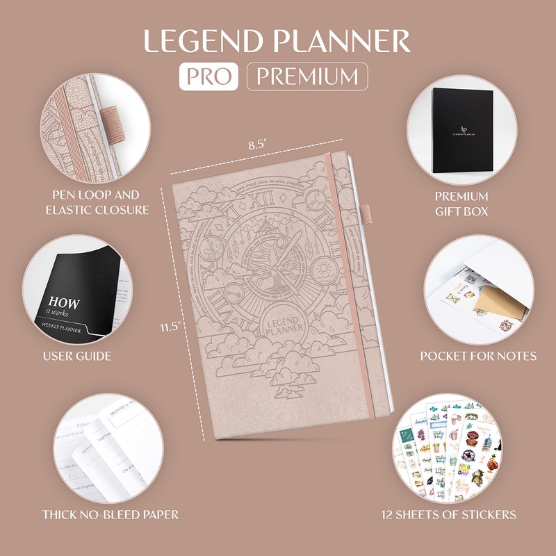 Legend Planner PRO Premium – Large Undated Weekly, Monthly &