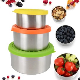 Sageware Lebensmittelbehälter aus Edelstahl mit Silikondeckel 3er-Set Brotdosen Auslaufsicher Dicht Stapelbar 680ml+400ml+200ml Set