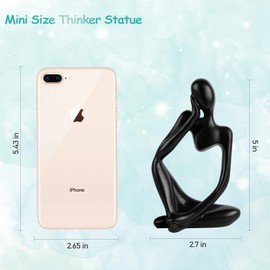 Trycooling Thinker Statue Resin Abstract Sculpture Thinker Man Statue Collectible Figurines Art Home Office Table Desk Bookshelf Decor (Black)