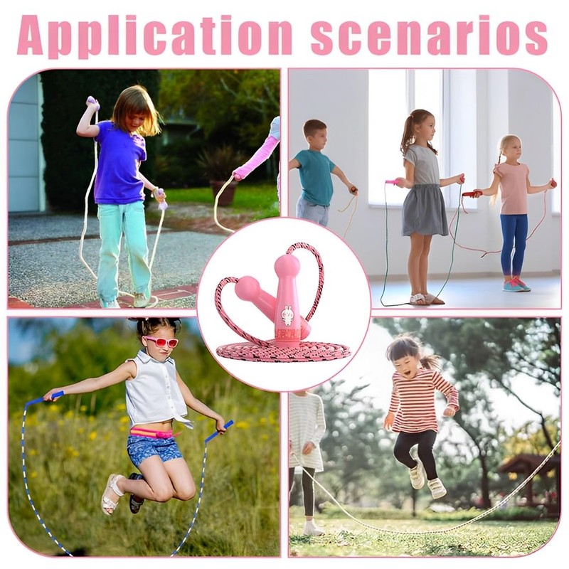 SGERUFZ Adjustable Children's Jump Rope with Cartoon Wooden Handle, Gifts