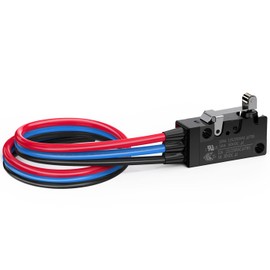 DIYhz Waterproof Short Hinge Roller Lever Momentary Cherry Push Button Micro Limit Switches with Line 10A 125 250V NC NO COM line Length 30CM