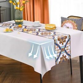 AGSYFFD tablecloth wipeable tablecloth rectangular household waterproof tablecloth 140x200 cm,plastic table protector for kitchen, beige colour