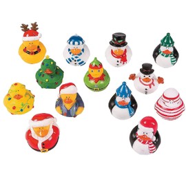 Christmas Rubber Ducky Assortment - Bulk Set of 50 Ducks - Party Favors, Handouts, Stocking Stuffer Toys