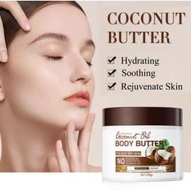 SinceReal Coconut Body Butter 200g, Coconut Oil Body Cream for Dry Skin, Nourishing, Hydrating, Softens Skin