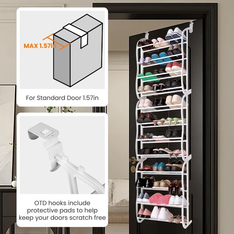 Zorpupoa 36 Pair Over The Door Shoe Rack Holder, 12