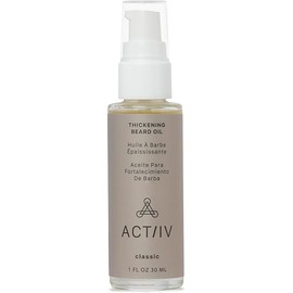 ACTIIV Thickening Beard Oil (Classic Scent) | Promotes Thicker Fuller Beard Growth, Nourishes & Softens Facial Hair, Lightweight Non-Greasy Formula, Vegan, Plant-Based, All Beard Types, 1 oz