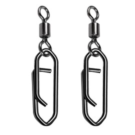 AMYSPORTS High Strength Saltwater Barrel Swivels Fishing Tackle Stainless Steel Line Connector Fishing Snap Swivels Quick Change Fishing Clip Snap Black 50 Pieces 32kg