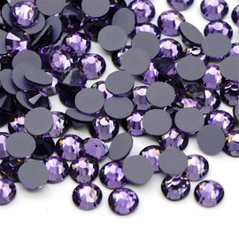 Hotfix Rhinestones Flatback Glass Rhinestone 3000PCS SS10 2.7-2.9MM Round Gems for Nails Art Glitter Crystals Stone DIY Bags Clothes Shoes (Purple)